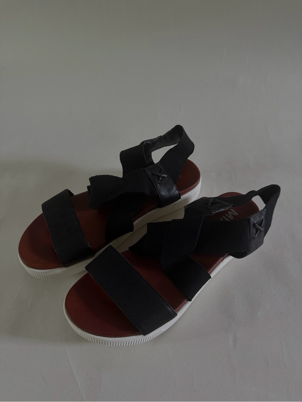 MIA Black Strappy Elastic Platform Sandals with White Sole - Picture 5 of 5